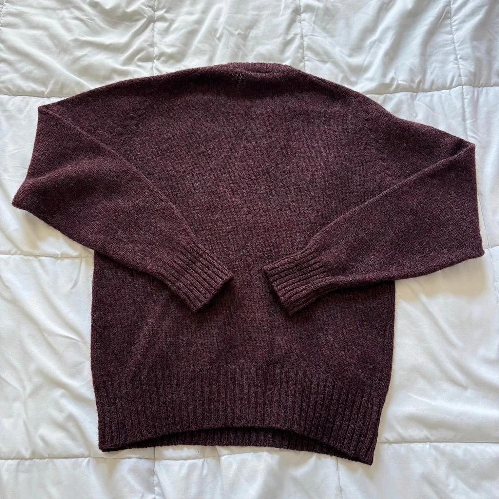 Vintage Chaps Ralph Lauren 100% Shetland Wool Sweater Burgundy Mens Medium